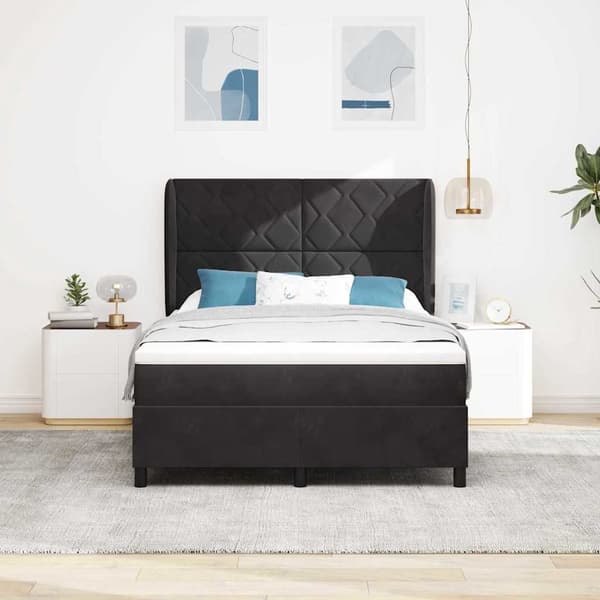 vidaXL Box spring seng med madras Sort 200 x 140 cm Polyester