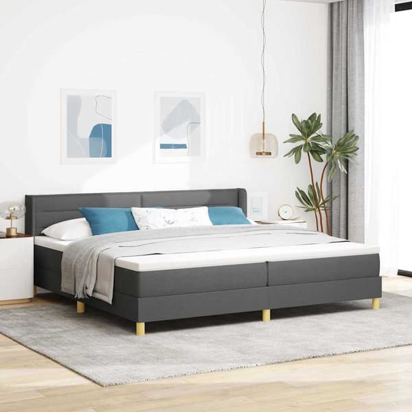 vidaXL Box spring seng med madras Mørkegrå 200 x 200 cm Polyester