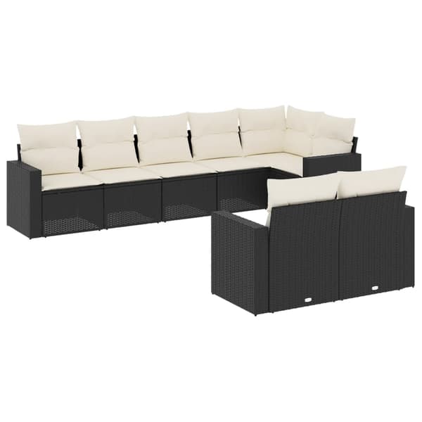 vidaXL sofasæt til haven 8 dele med hynder polyrattan sort