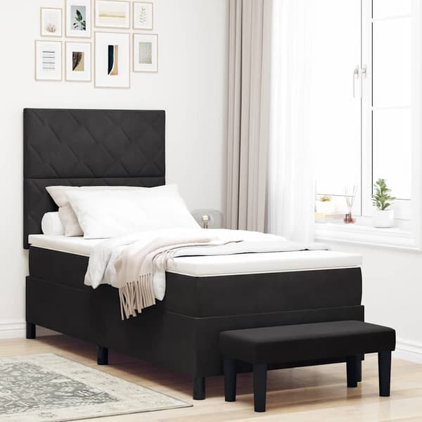 vidaXL Box spring seng med madras Sort 100 x 200 cm Fløjl
