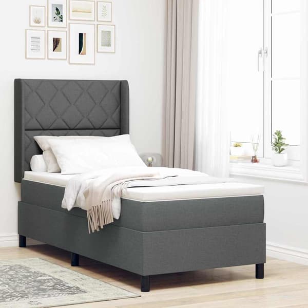 vidaXL Box spring seng med madras Mørkegrå 100 x 200 cm Stof