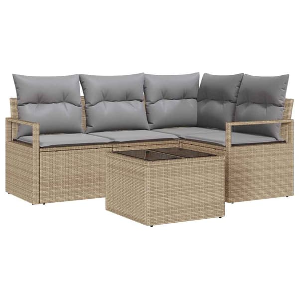 vidaXL Sofa Sæt 5 pcs Beige polyrattan