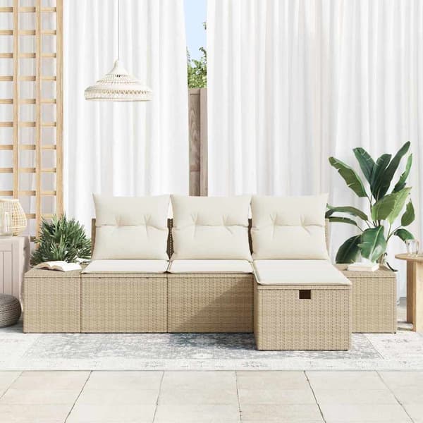 vidaXL Sofa Sæt med pude 4 pcs polyrattan