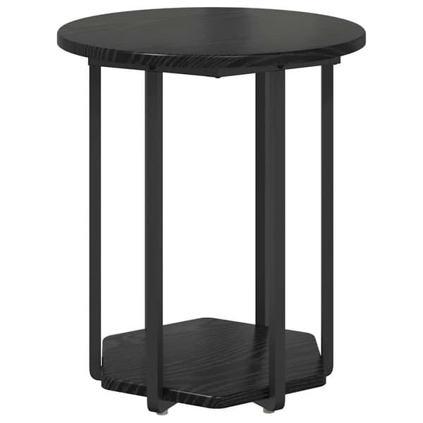vidaXL Sidebordssæt med hylde 2 pcs Sort eg