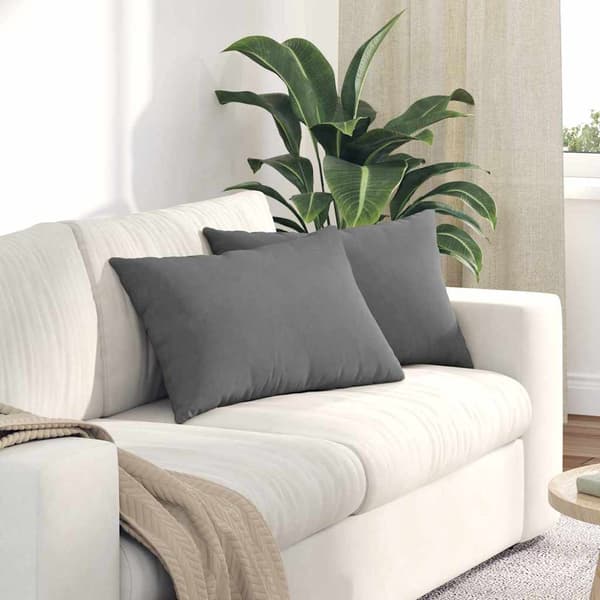 vidaXL Sofapuder 2 pcs Mørkegrå 60 x 40 cm Stof