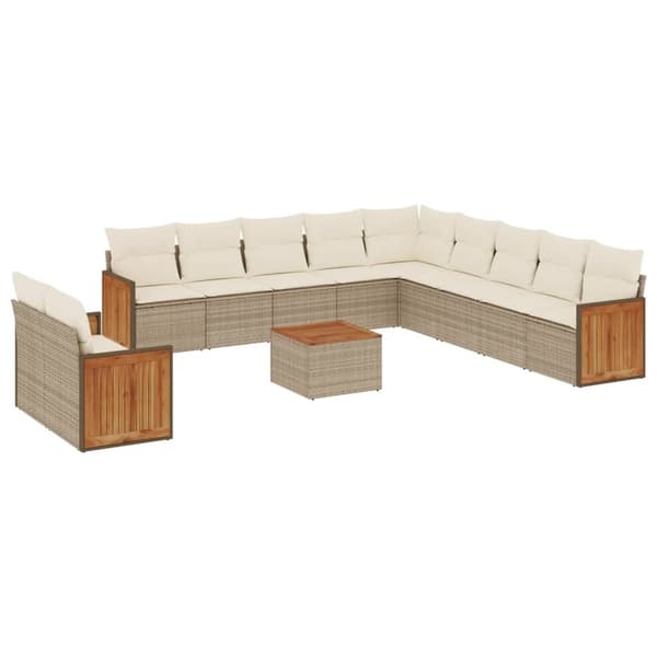 vidaXL sofasæt til haven 12 dele med hynder polyrattan beige