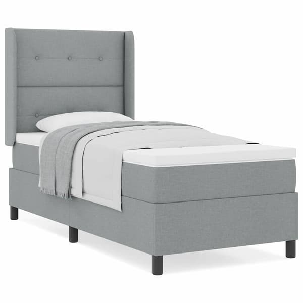 vidaXL Box spring seng med madras Lysegrå 80 x 200 cm Stof