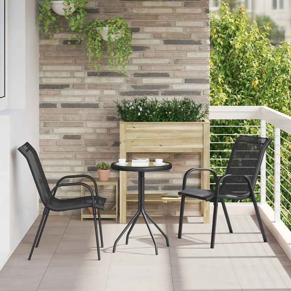 vidaXL Have Bistro Sæt 3 pcs Sort Stål