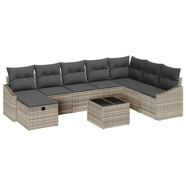 vidaXL Sofa Sæt med pude 9 pcs polyrattan