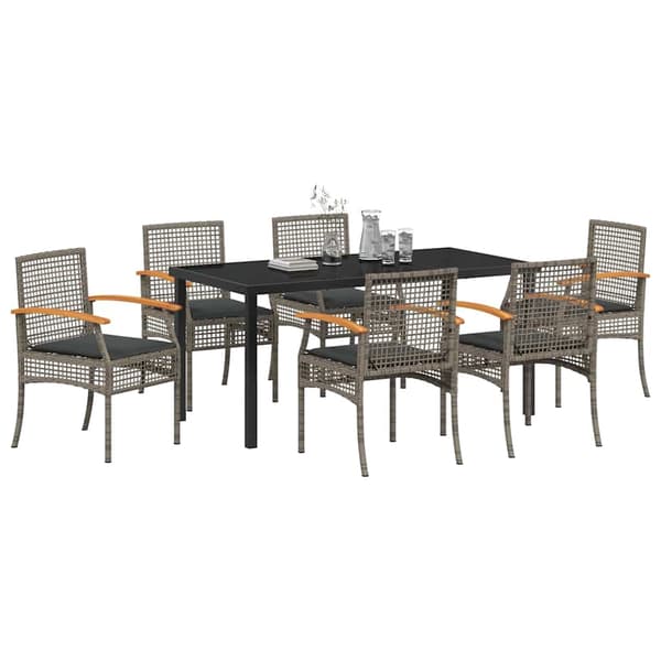 vidaXL Have Spisebordssæt 7 pcs Grå polyrattan