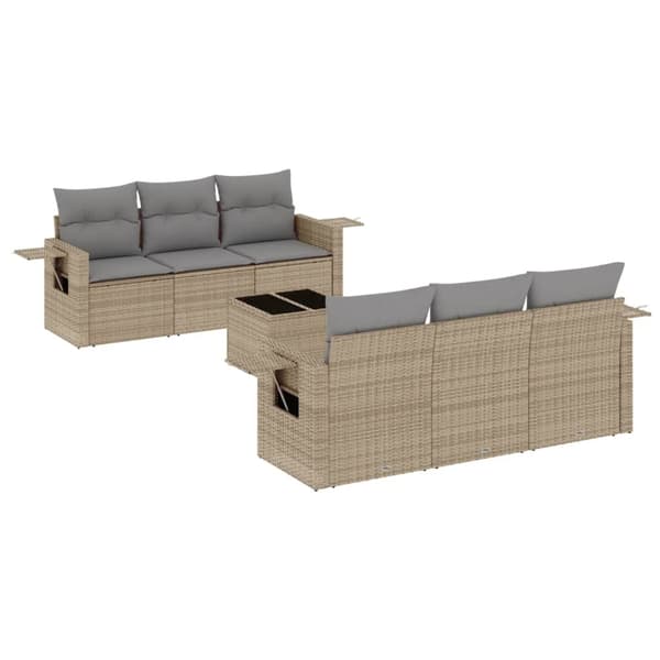 vidaXL sofasæt til haven 7 dele med hynder polyrattan beige