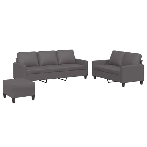 vidaXL sofasæt 3 dele med hynder kunstlæder grå