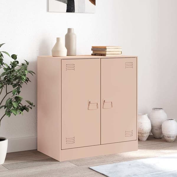 vidaXL skænk 67x39x73 cm stål lyserød