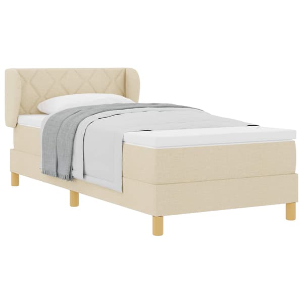 vidaXL Box spring seng med madras Creme 100 x 200 cm Stof