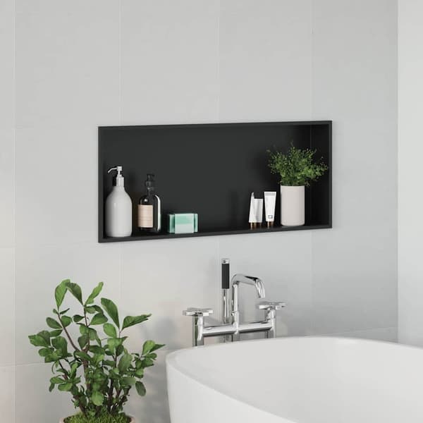 vidaXL Bruse Niche Sort 75 x 30 x 9,5 cm Rustfrit stål