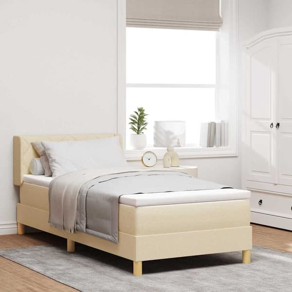 vidaXL Box spring seng med madras Creme 200 x 100 cm Polyester