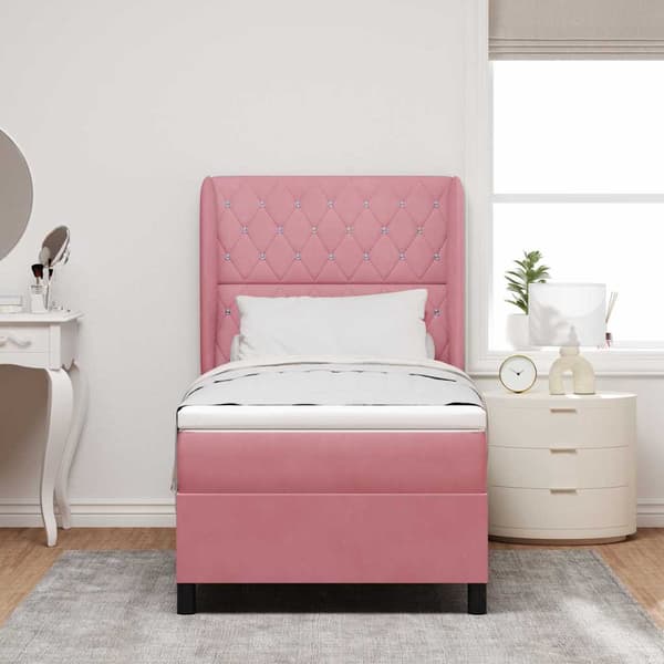 vidaXL Box spring seng med madras Lyserød 200 x 100 cm Polyester
