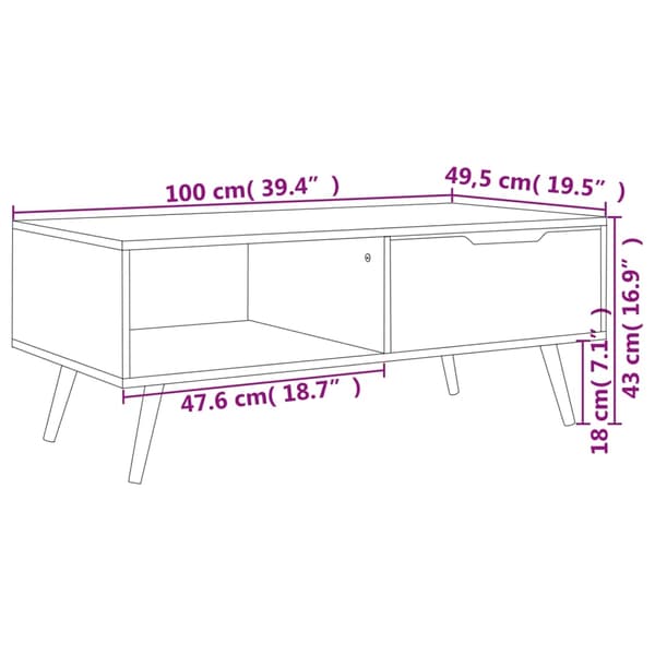 vidaXL sofabord 100x49,5x43 cm spånplade sonoma-eg