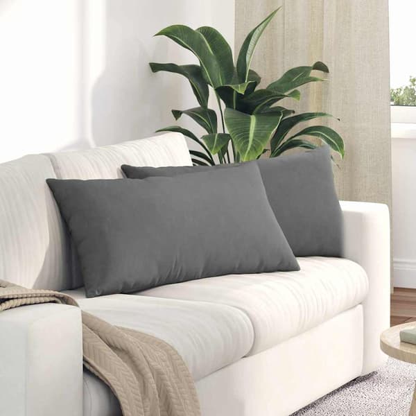 vidaXL Sofapuder 2 pcs Mørkegrå 80 x 40 cm Stof