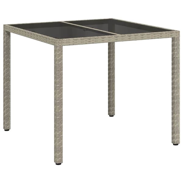 vidaXL Puutarhapöytä Harmaa 90 x 90 x 75 cm polyrottinki