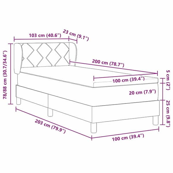 vidaXL Box spring seng med madras Lyserød 200 x 100 cm Polyester