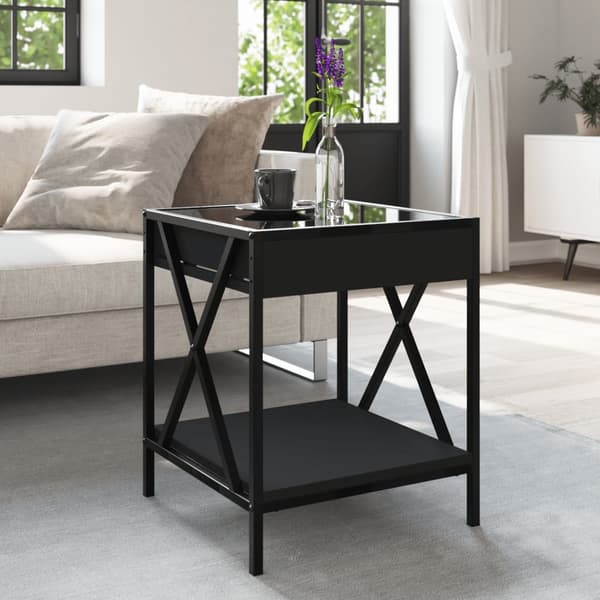 vidaXL sofabord med Infinity LED-lys 40x40x49 cm sort