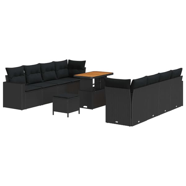 vidaXL Havesofa Sæt 11 pcs Sort polyrattan