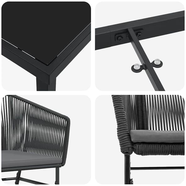 vidaXL Have Spisebordssæt 9 pcs Sort Poly rattan