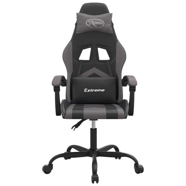 vidaXL drejelig gamingstol kunstlæder sort og grå