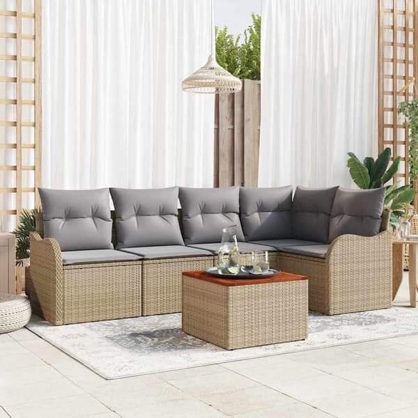 vidaXL Havesofa Sæt 6 pcs Beige, lys grå