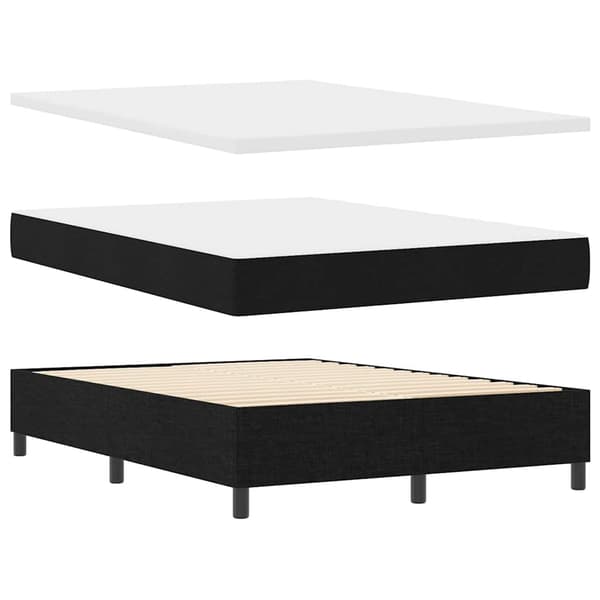 vidaXL Box spring seng med madras Sort 190 x 140 cm Stof