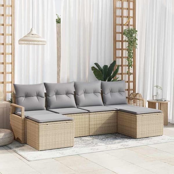 vidaXL Sofa Sæt 6 pcs Beige polyrattan