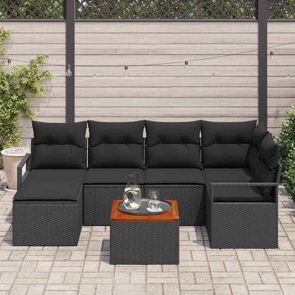 vidaXL Havesofa Sæt 7 pcs Sort