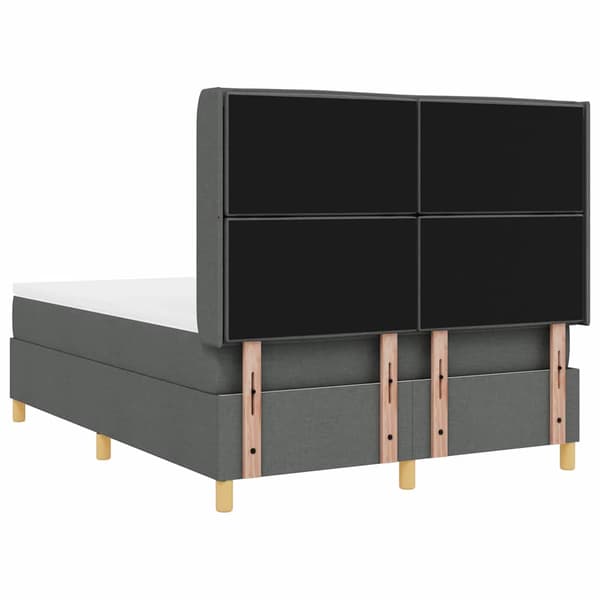 vidaXL Box spring seng med madras med hovedgærde Grå 140 x 200 cm Stof