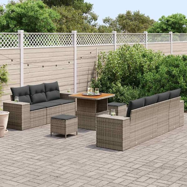 vidaXL Havesofa Sæt 10 pcs Grå polyrattan
