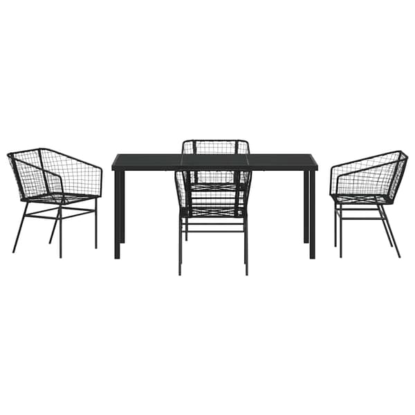 vidaXL Have Spisebordssæt 5 pcs Sort polyrattan