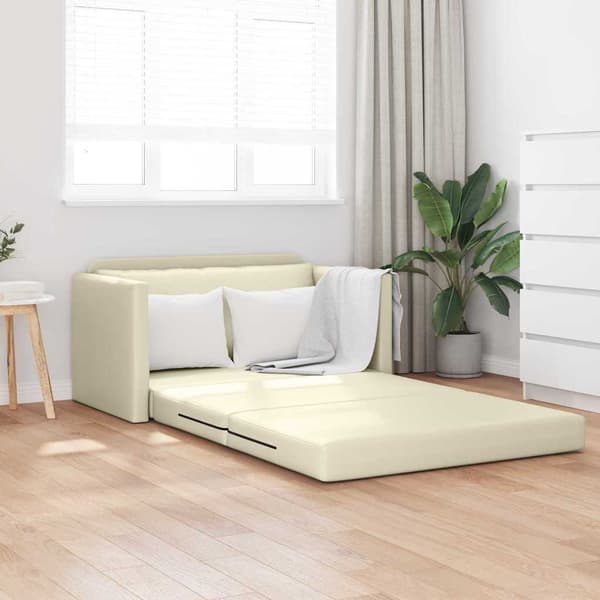 vidaXL Sovesofa 110cm Creme Kunstlæder