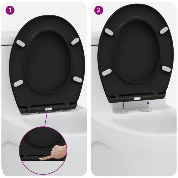 vidaXL WC-istuin Musta 47 x 37 x 4 cm Duroplast