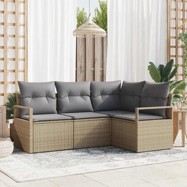 vidaXL Sofa Sæt 4 pcs Beige polyrattan
