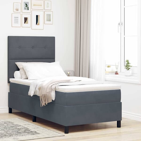 vidaXL Box spring seng med madras Mørkegrå 100 x 200 cm Fløjl