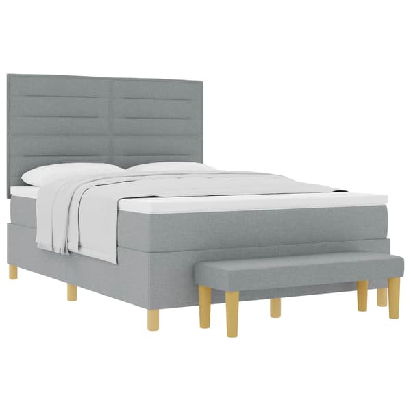 vidaXL Box spring seng med madras Lysegrå 140 x 200 cm Stof