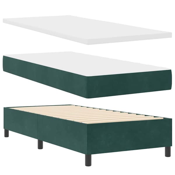 vidaXL Box spring seng med madras Mørkegrøn 200 x 100 cm Polyester