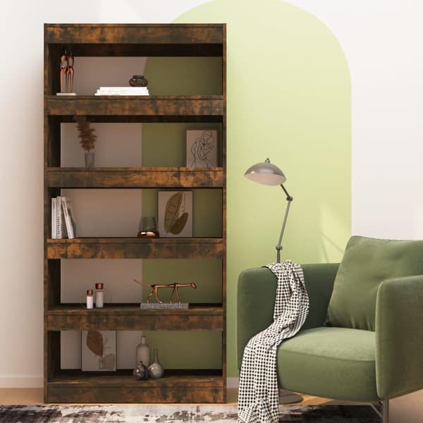 vidaXL bogreol/rumdeler 80x30x166 cm spånplade røget egetræsfarve