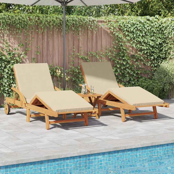 vidaXL Solstol 3 pcs Beige Massivt Akacietræ