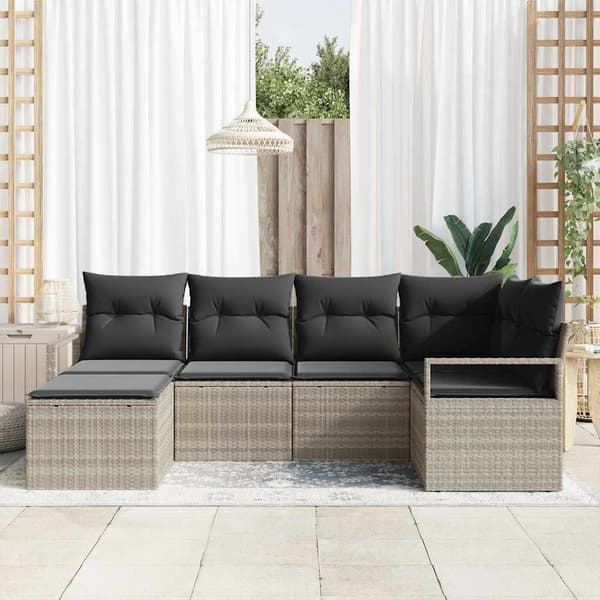 vidaXL Sofa Sæt 6 pcs Lysegrå polyrattan