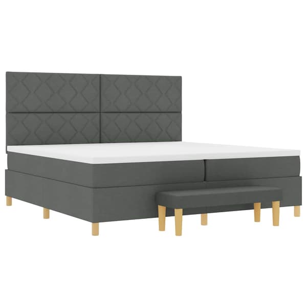 vidaXL Box spring seng med madras Mørkegrå 200 x 200 cm Stof