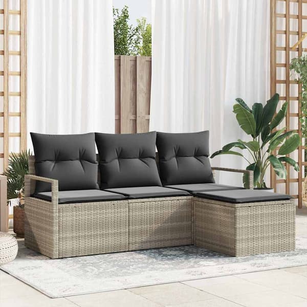 vidaXL Sofa Sæt 4 pcs Lysegrå polyrattan