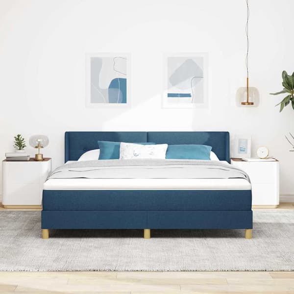 vidaXL Box spring seng med madras Blå 200 x 180 cm Polyester