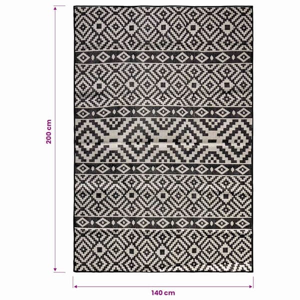 vidaXL Ulkomatto Flatweave 140x200 cm mustat raidat