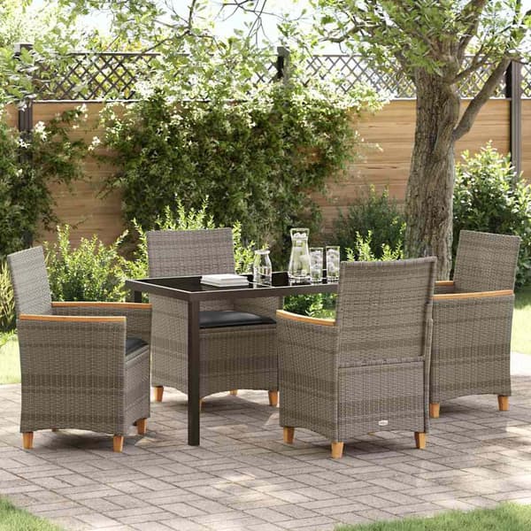 vidaXL Have Spisebordssæt 5 pcs Grå polyrattan
